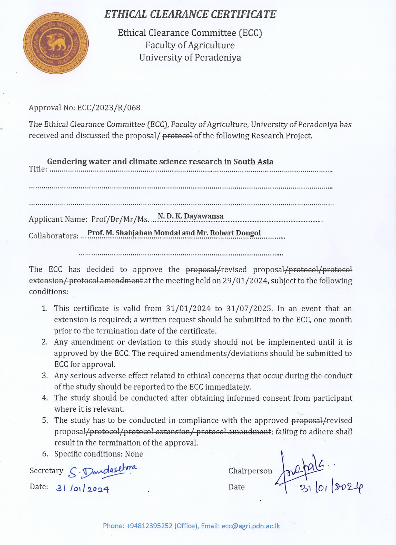 Ethical Clearance Certificate